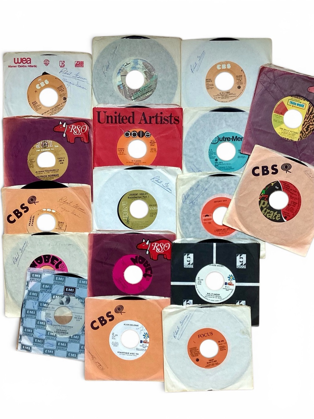 17 Vintage French 45 RPM Records | Beau Geste, Francis Cabrel, Anne-Marie & more